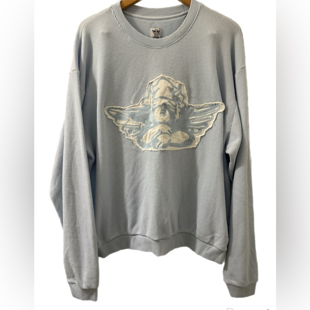 Boys Lie Light Blue Sweatshirt with Embroidered Graphic